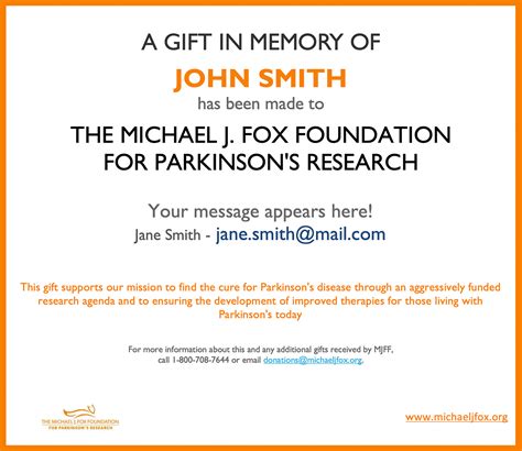 parkinson's disease memorial donations